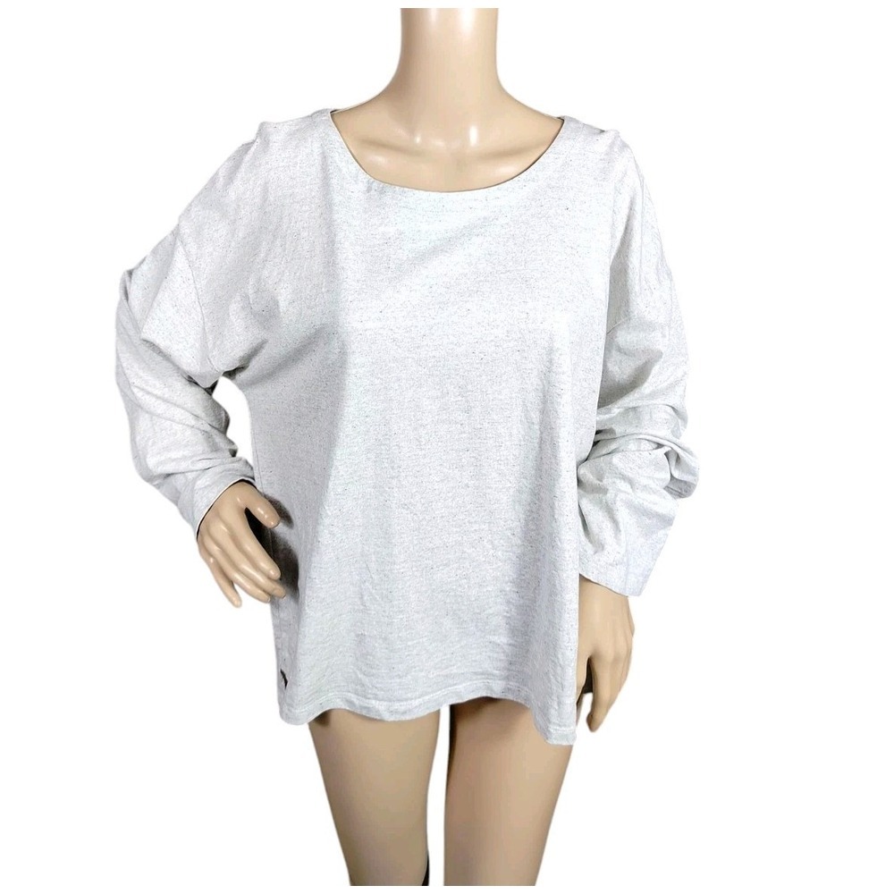 Eileen Fisher Shirt Women XL Gray Speckle Knit Box Top Minimalist Organic Cotton